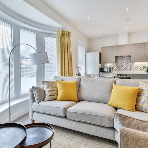 Make yourself at home in the yellow living area, playing board games and watching movies on the smart TV