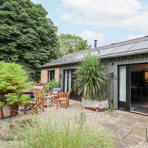 Tuck into cream tea in the pretty garden
