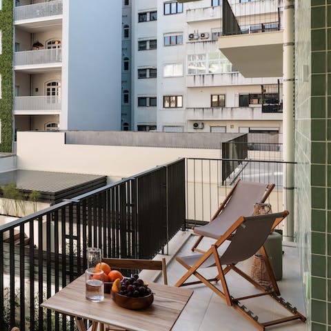 Enjoy some caldo verde on the private balcony