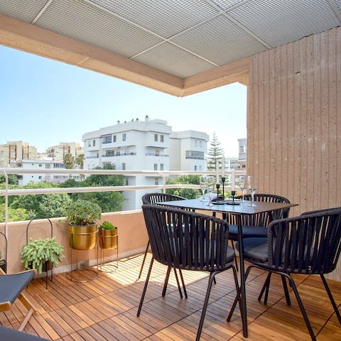 Enjoy your morning coffee or evening drinks on the private balcony