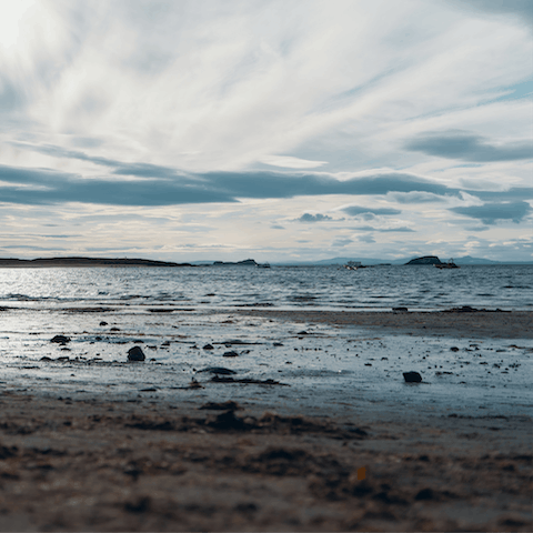 Walk thirteen minutes to Dunnet Bay for a stroll in the water