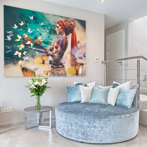 Take interest in the vibrant, contemporary decor