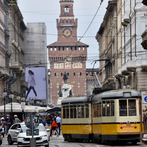 Explore Milan's city center, thirty-five minutes away by train