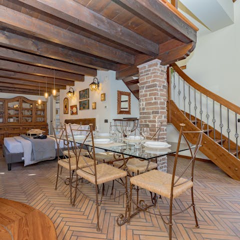 Enjoy group meals from the stylish dining area