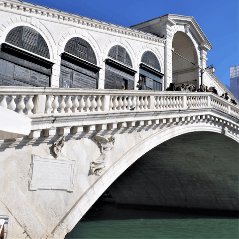 Start your Venice sightseeing at the Rialto Bridge, within walking distance
