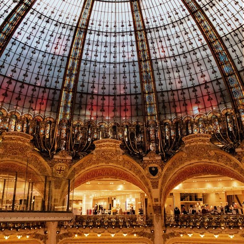 Shop in the iconic Galeries Lafayette Haussmann, less than two minutes away