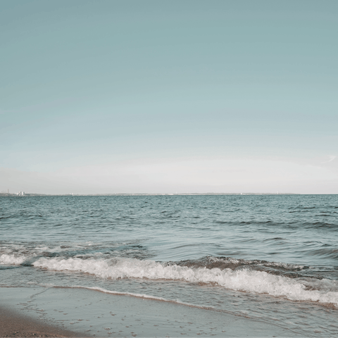 Drive eight minutes to Kalogria beach