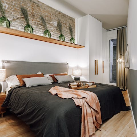 Drift off to sleep in the beautifully styled bedroom