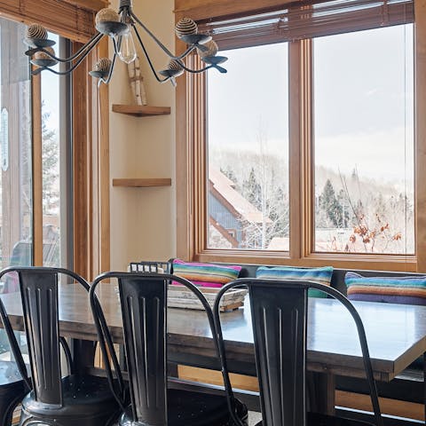 Organise family meals around the big wooden table