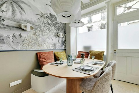 Share long dinners in the artful dining space