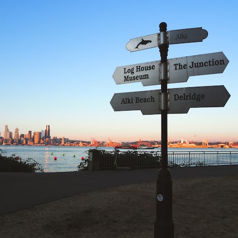 Stroll over to Alki Beach, around fifteen minutes away