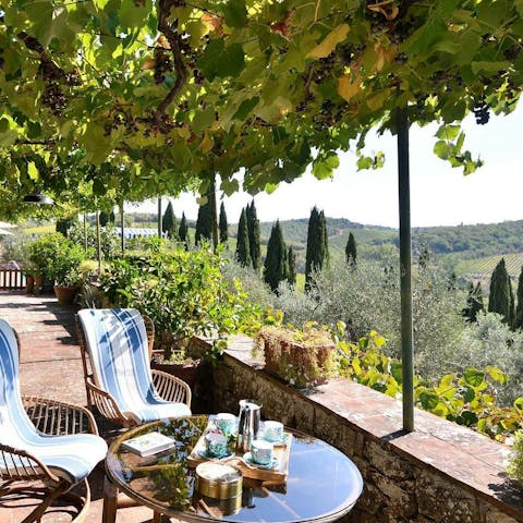 Soak up the hillside views as you sip your morning cappuccino