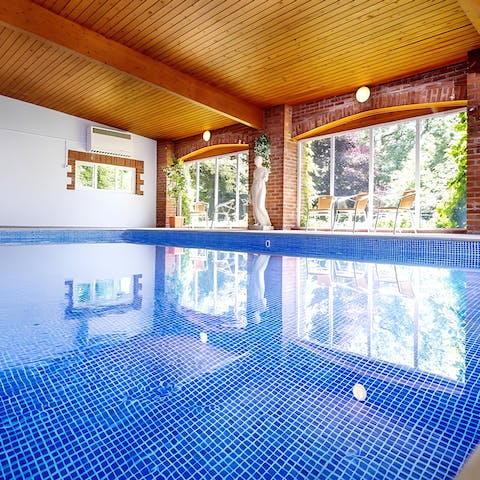Swim in the communal heated pool when the sun isn't shining