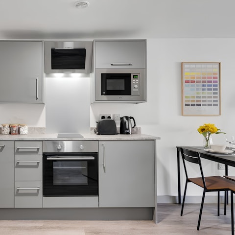 Cook and dine in the open-plan space
