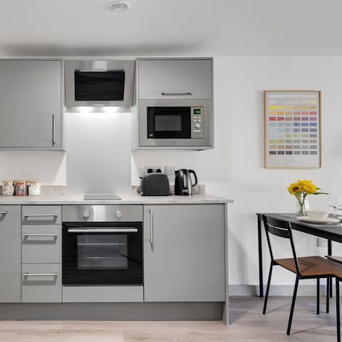 Cook and dine in the open-plan space