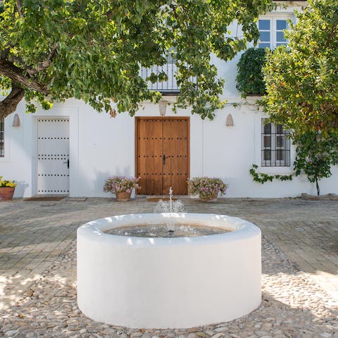 Unique features include a fountain