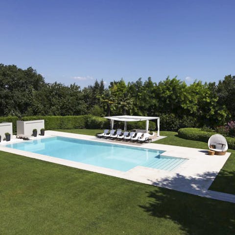 Cool off from the hot Italian sunshine with a dip in the private outdoor pool