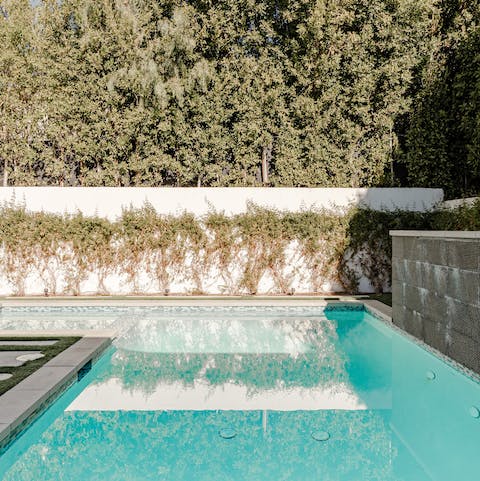 Cool off in the sparkling blue pool