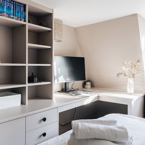 Catch up on work at the second bedroom's office nook