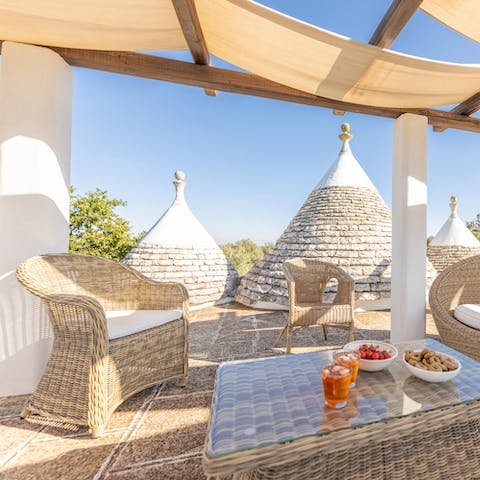 Drink in incredible views of the surrounding countryside from the terrace