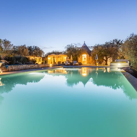 Enjoy a moonlit swim in this romantic setting
