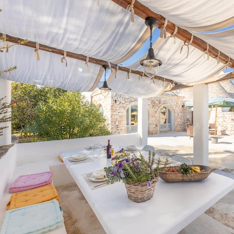 Feast on fresh pasta dishes in the shade – or fire up the barbecue