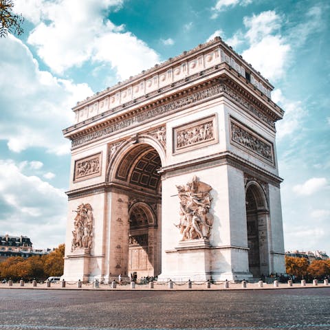 Walk the entire stretch of the Champs Élysées to the Arc de Triomphe, a fifteen-minute walk away