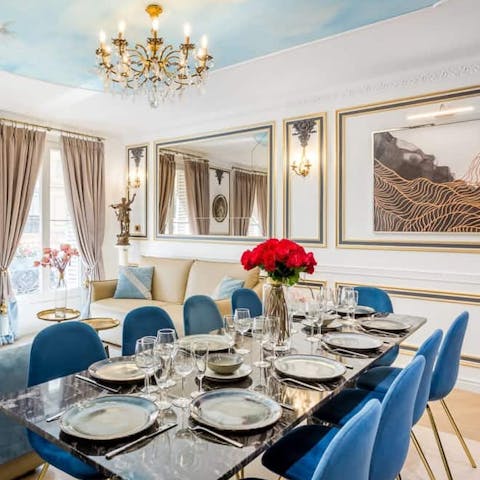 Serve a home cooked French dinner at the luxurious marble table