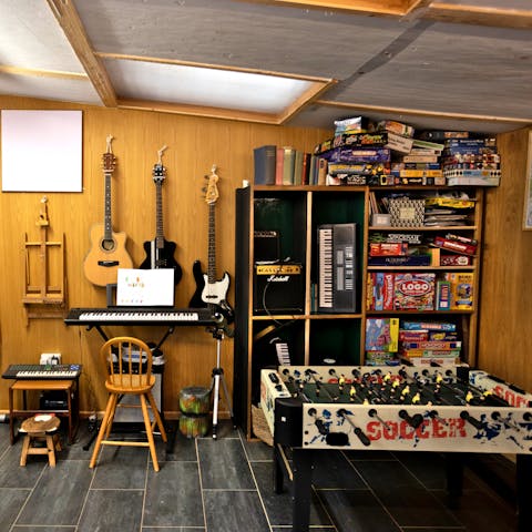Flex your skills in the communal games and music room
