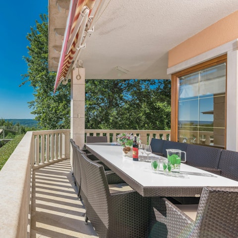 Enjoy delicious alfresco feasts on the shaded terrace