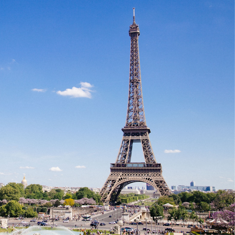 Take a ten-minute stroll over to the Eiffel Tower
