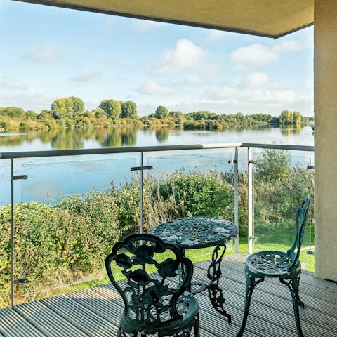 Sip your morning coffee overlooking the lake