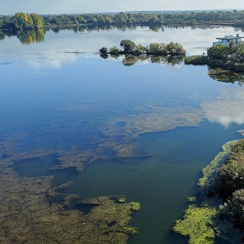 Rent kayaks from the resort for a day out on Somerford Lake