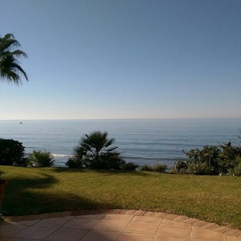 Take in the beautiful Mediterranean Sea views from this home's private terrace and garden