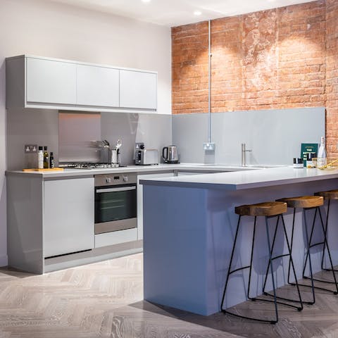 Take advantage of the large, horseshoe-shaped kitchen and prepare a feast