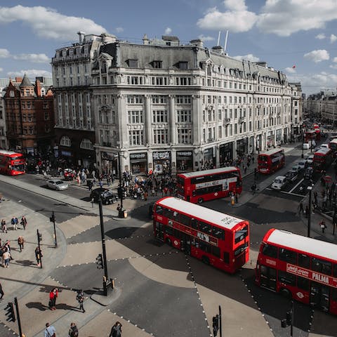 Indulge in some shopping on Oxford Street, a three-minute walk away