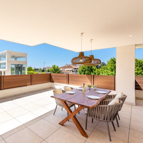 Enjoy an alfresco meal with loved ones on the private terrace