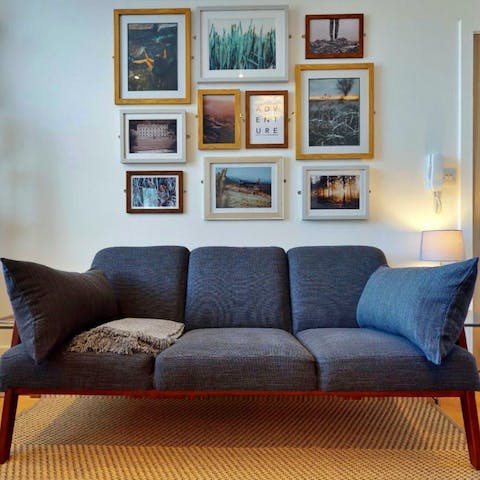 Kick back and relax in the lovely, light filled open plan living room