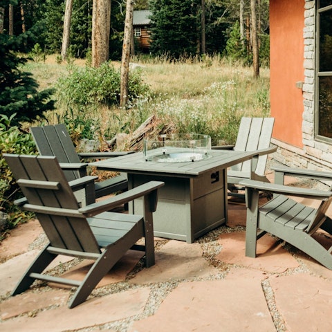 Gather around the fire pit on a chilly mountain evening