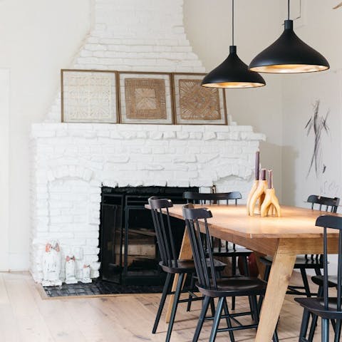 Admire original features like the fireplace