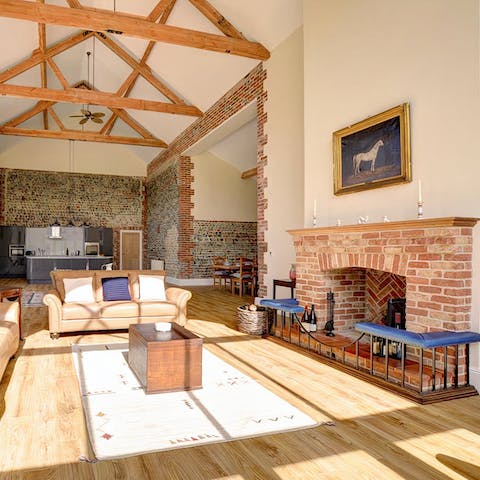 Sip wine in front of the fire after a day exploring the area