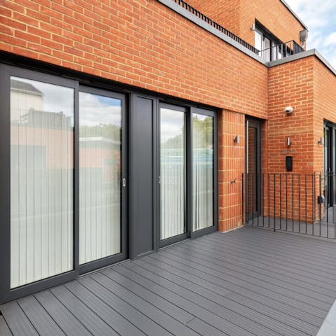 Step out onto the private terrace for fresh air