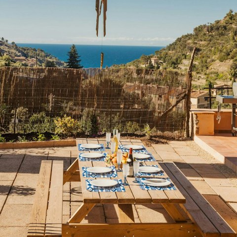 Admire sea views as you dine alfresco