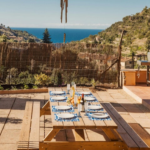 Admire sea views as you dine alfresco