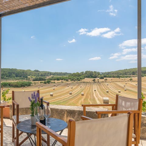Take in the views of the golden fields from your terrace