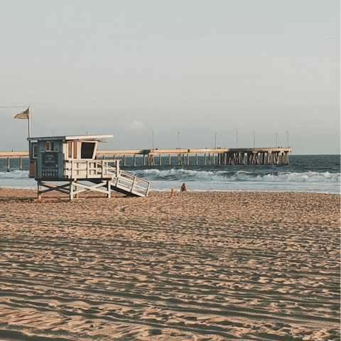 Walk to Venice Beach in just twenty minutes from this home