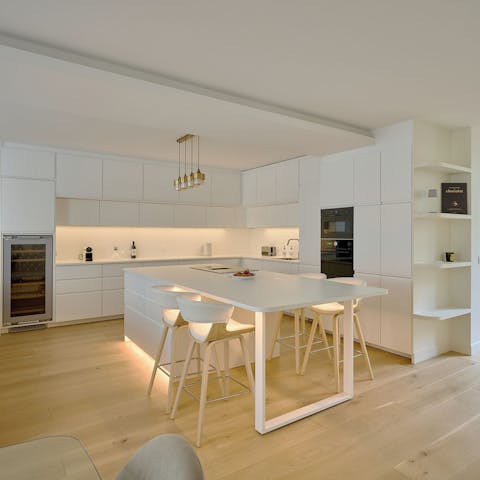 Nibble on brie and share a glass of French wine in the living area