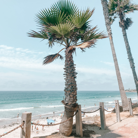 Walk two minutes to Mission Beach's lively boardwalk