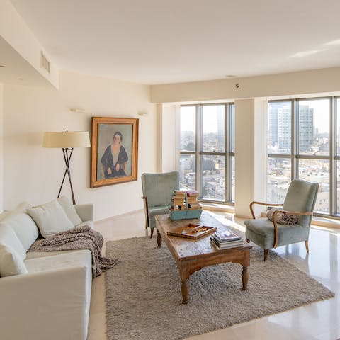 Hang out in the bright and elegant living space