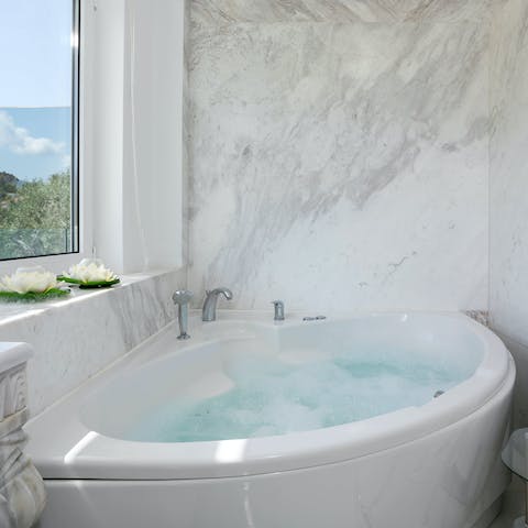 Have an evening soak in the hot tub